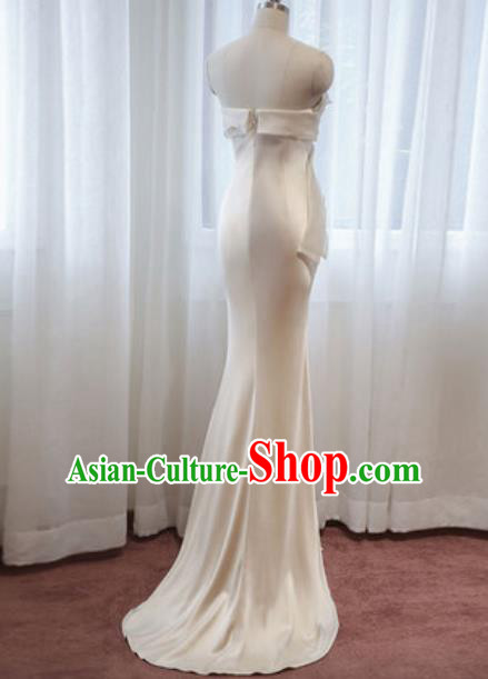 Top Grade Compere Stage Performance Beige Dress Modern Dance Costume for Women