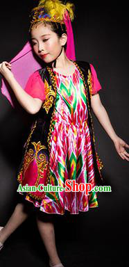 Chinese Ozbek Nationality Ethnic Stage Performance Costume Traditional Minority Folk Dance Clothing for Kids