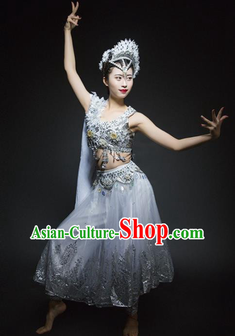 Indian Traditional Dance Costume Oriental Belly Dance White Clothing for Women
