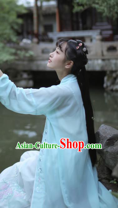 Traditional Chinese Song Dynasty Historical Costume Ancient Young Lady Embroidered Clothing for Women