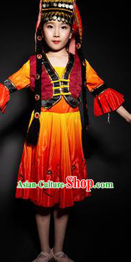 Chinese Tajik Nationality Ethnic Stage Performance Costume Traditional Minority Folk Dance Clothing for Kids