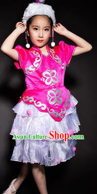 Chinese Kazak Nationality Ethnic Costume Traditional Minority Folk Dance Stage Performance Clothing for Kids