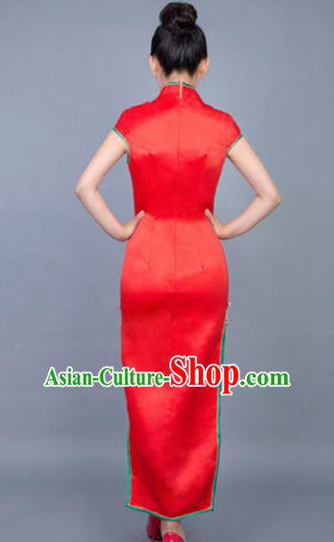 Chinese Traditional Tang Suit Costume National Cheongsam Red Qipao Dress for Women