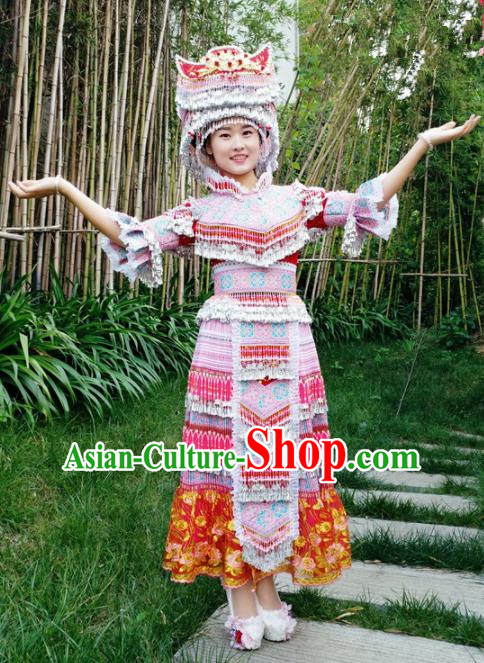 Traditional Chinese Miao Nationality Wedding Dress Minority Ethnic Folk Dance Costume for Women