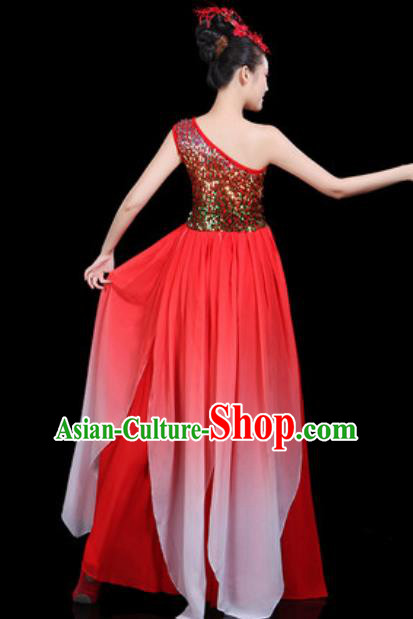 Traditional Chinese Spring Festival Gala Opening Dance Red Paillette Dress Modern Dance Stage Performance Costume for Women