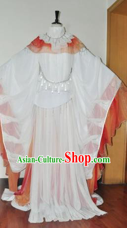 Traditional Chinese Han Dynasty Princess White Hanfu Dress Ancient Female Knight Embroidered Costume for Women