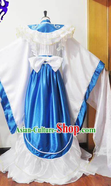 Traditional Chinese Han Dynasty Princess Blue Hanfu Dress Ancient Female Knight Embroidered Costume for Women