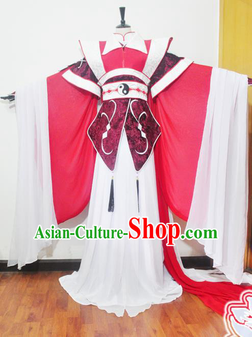 Traditional Chinese Han Dynasty Court Princess Red Hanfu Dress Ancient Swordswoman Embroidered Costume for Women