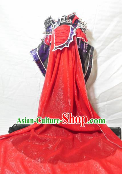 Traditional Chinese Han Dynasty Female General Purple Hanfu Dress Ancient Swordswoman Embroidered Costume for Women