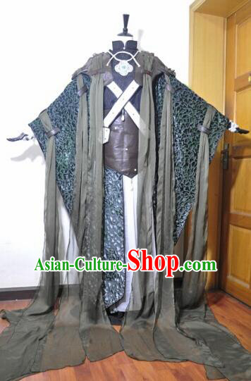 Traditional Chinese Cosplay Swordsman Hanfu Clothing Ancient King Taoist Priest Embroidered Costume for Men