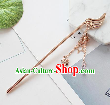 Traditional Chinese Handmade Hair Accessories Ancient Swordswoman Golden Wing Hairpins for Women