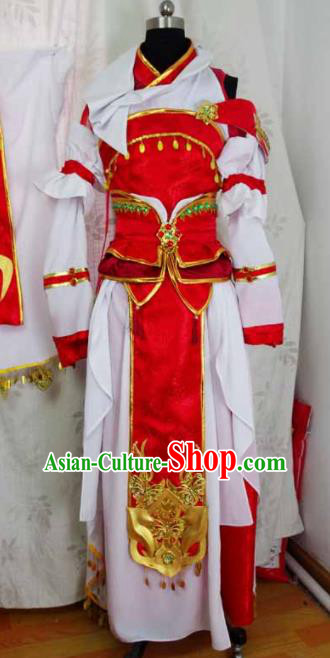 Traditional Chinese Cosplay Swordswoman Red Hanfu Dress Ancient Taoist Nun Embroidered Costume for Women