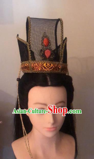 Traditional Chinese Han Dynasty Prince Hairdo Crown Hair Accessories Ancient Nobility Childe Hat for Men