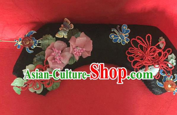 Traditional Chinese Qing Dynasty Palace Headwear Ancient Manchu Lady Hair Accessories for Women