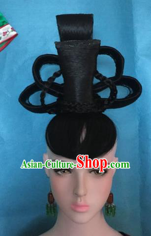 Traditional Chinese Tang Dynasty Peri Imperial Consort Wigs Ancient Empress Chignon Hair Accessories for Women