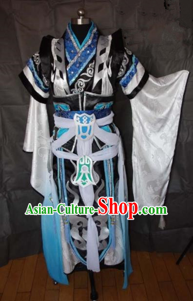 Traditional Chinese Cosplay Royal Highness Clothing Ancient Swordsman Embroidered Costume for Men