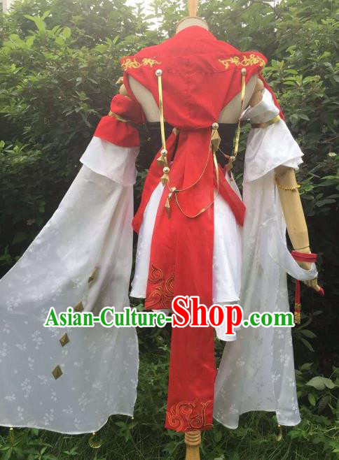 Traditional Chinese Cosplay Swordswoman Hanfu Dress Ancient Princess Embroidered Costume for Women