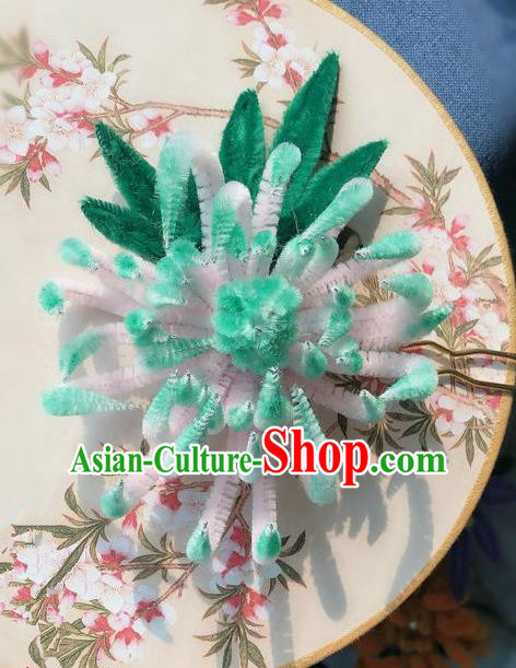 Traditional Chinese Qing Dynasty Velvet Chrysanthemum Hairpins Handmade Ancient Palace Hair Accessories for Women