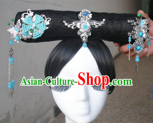 Traditional Chinese Qing Dynasty Palace Princess Tassel Headwear Ancient Manchu Lady Hair Accessories for Women