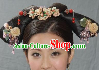 Traditional Chinese Qing Dynasty Princess Headwear Ancient Palace Lady Hair Accessories for Women