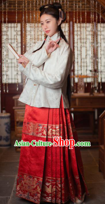 Chinese Ancient Ming Dynasty Nobility Lady Hanfu Dress Traditional Court Princess Embroidered Historical Costume for Women