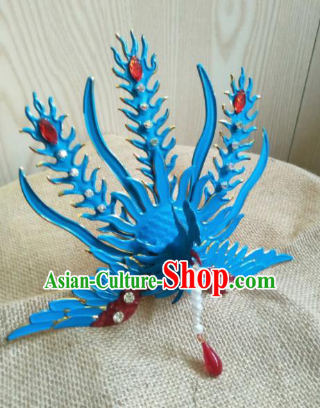 Traditional Chinese Handmade Ancient Cloisonne Phoenix Coronet Qing Dynasty Imperial Consort Tassel Hairpins Headwear Hair Accessories for Women