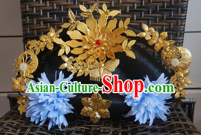 Traditional Chinese Handmade Tang Dynasty Imperial Consort Phoenix Coronet Hairpins Ancient Empress Hair Accessories for Women