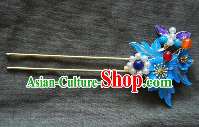 Traditional Chinese Handmade Ancient Qing Dynasty Imperial Consort Cloisonne Hairpins Headwear Hair Accessories for Women