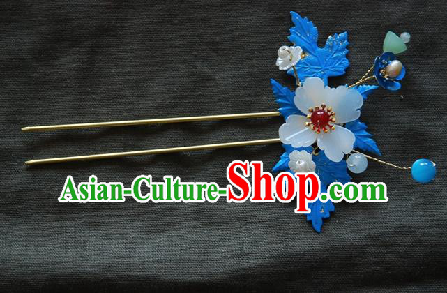 Handmade Chinese Ancient Qing Dynasty Imperial Consort Cloisonne Leaf Hairpins Headwear Hair Accessories for Women