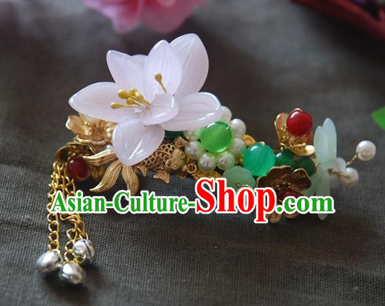 Handmade Chinese Ancient Princess Pearls Lotus Hair Claw Hairpins Headwear Hair Accessories for Women