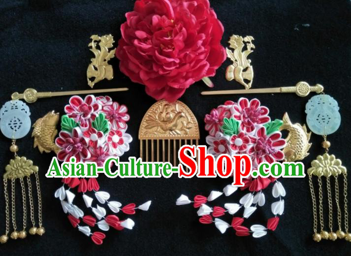 Traditional Chinese Handmade Ancient Tang Dynasty Imperial Consort Hairpins Hair Comb Headwear Hair Accessories for Women