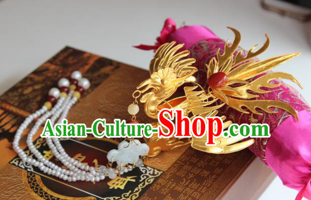 Chinese Handmade Hanfu Hairpins Phoenix Tassel Step Shake Traditional Ancient Princess Hair Accessories for Women