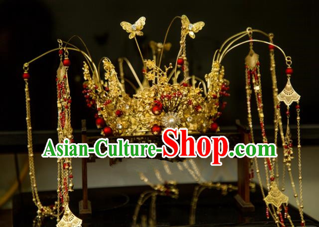 Chinese Handmade Hanfu Tassel Phoenix Coronet Hairpins Traditional Ancient Princess Hair Accessories for Women