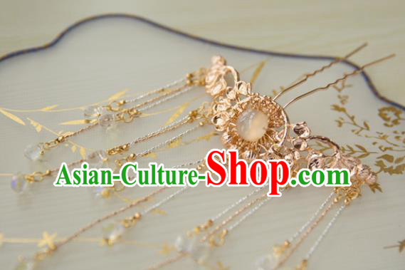 Chinese Handmade Hanfu Golden Tassel Hairpins Traditional Ancient Princess Hair Accessories for Women