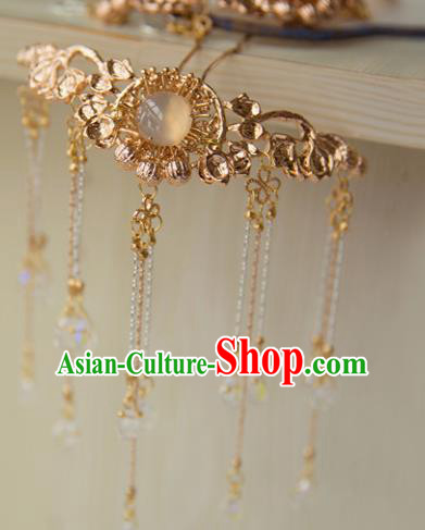 Chinese Handmade Hanfu Golden Tassel Hairpins Traditional Ancient Princess Hair Accessories for Women