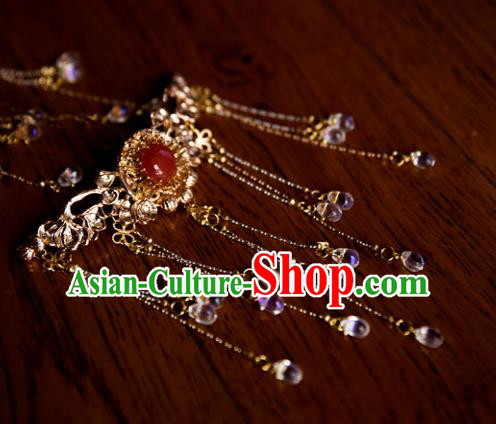 Chinese Handmade Hanfu Tassel Agate Hairpins Traditional Ancient Princess Hair Accessories for Women