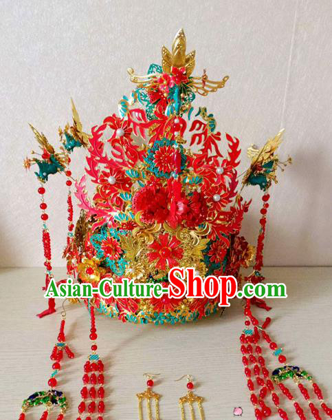 Chinese Handmade Hanfu Wedding Phoenix Coronet Hairpins Traditional Ancient Princess Hair Accessories for Women