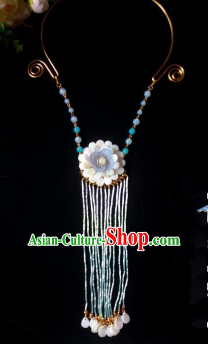 Chinese Handmade Hanfu Long Tassel Necklace Traditional Ancient Princess Necklet Jewelry Accessories for Women