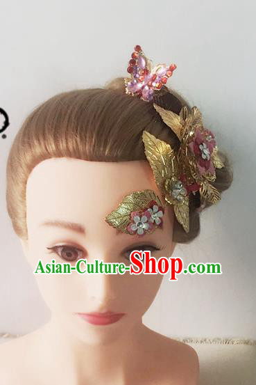 Handmade Chinese Golden Leaf Hair Stick Traditional Hanfu Hairpins Ancient Tang Dynasty Princess Hair Accessories for Women