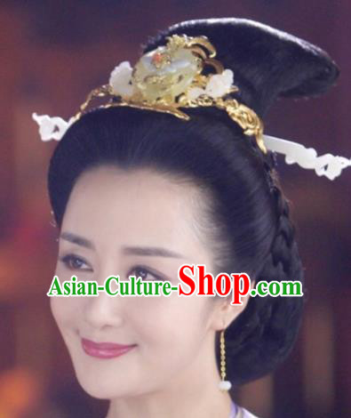 Handmade Chinese Traditional Hanfu Jade Hair Comb Hairpins Ancient Tang Dynasty Queen Hair Accessories for Women