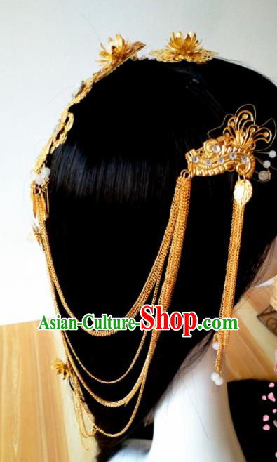 Chinese Handmade Hanfu Palace Phoenix Coronet Hair Clasp Hairpins Traditional Ancient Princess Hair Accessories for Women