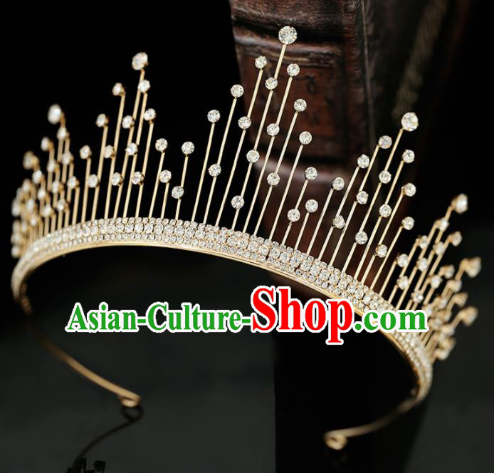 Top Grade Handmade Baroque Crystal Royal Crown Princess Wedding Bride Hair Accessories for Women