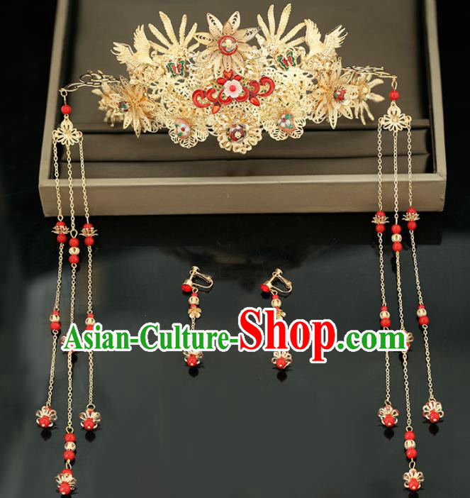 Handmade Chinese Ancient Wedding Hair Crown Hairpins Traditional Bride Hanfu Hair Accessories for Women