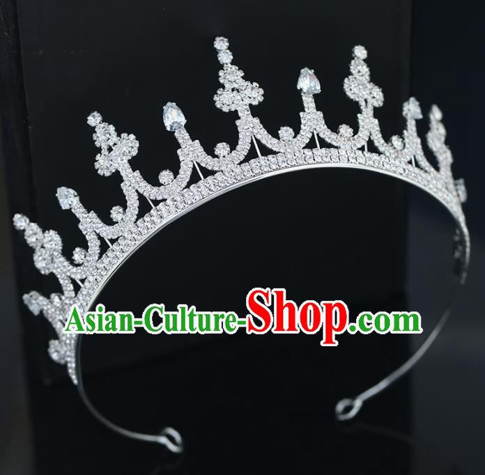 Top Grade Handmade Baroque Princess Zircon Royal Crown Wedding Bride Hair Accessories for Women