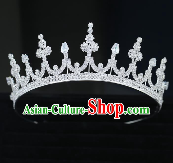 Top Grade Handmade Baroque Princess Zircon Royal Crown Wedding Bride Hair Accessories for Women