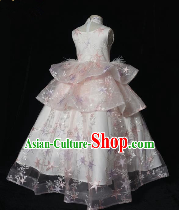 Top Grade Stage Show Dance Compere Full Dress Catwalks Court Princess Costume for Kids