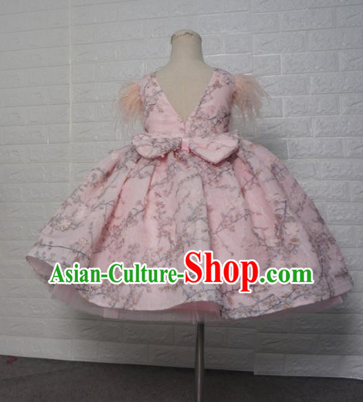 Top Grade Stage Show Compere Pink Short Dress Catwalks Court Princess Dance Costume for Kids
