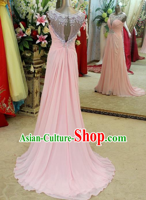 Top Grade Modern Fancywork Pink Formal Dress Compere Catwalks Costume for Women