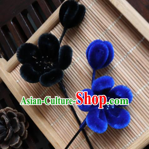 Chinese Handmade Velvet Plum Blossom Hairpins Ancient Palace Hair Accessories Headwear for Women