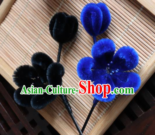 Chinese Handmade Velvet Plum Blossom Hairpins Ancient Palace Hair Accessories Headwear for Women